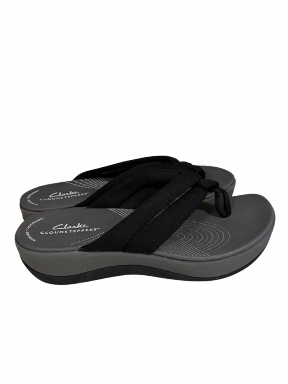 Clark’s Cloudsteppers Arla Kaylie Flip Flop Sandals Black / Grey Size 6